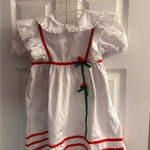 Vintage White Dress with Red Accents